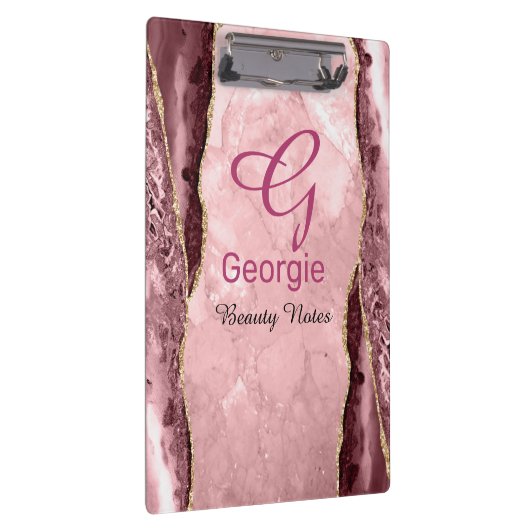 Blush & Gold Agate Klemmbrett (Rechts)