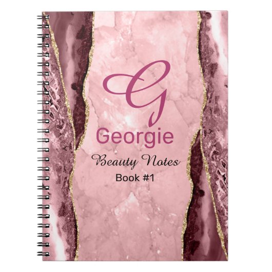 Blush & Gold Agate Notebook Notizblock (Vorderseite)