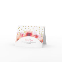 Blush & Gold Aquarell Floral Confetti Vielen Dank