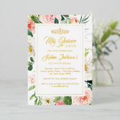 Blush Gold Aquarellfarben Quinceanera Folieneinladung (Stehend vorne)