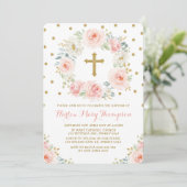 Blush Gold Aquarelltaufe Einladung (Stehend Vorderseite)