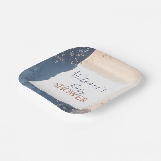 Blush Gold Baby Dusche Pappteller (Gewinkelt)