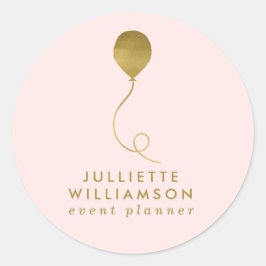 Blush & Gold Ballon Event Plane Runder Aufkleber