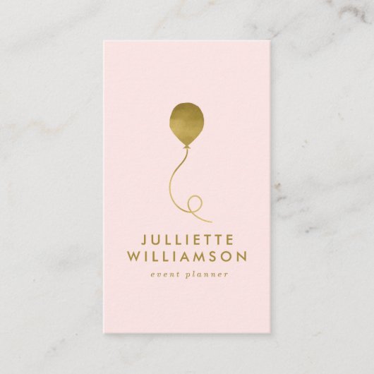 Blush & Gold Ballon Event Plane Social Media Visitenkarte (Vorderseite)