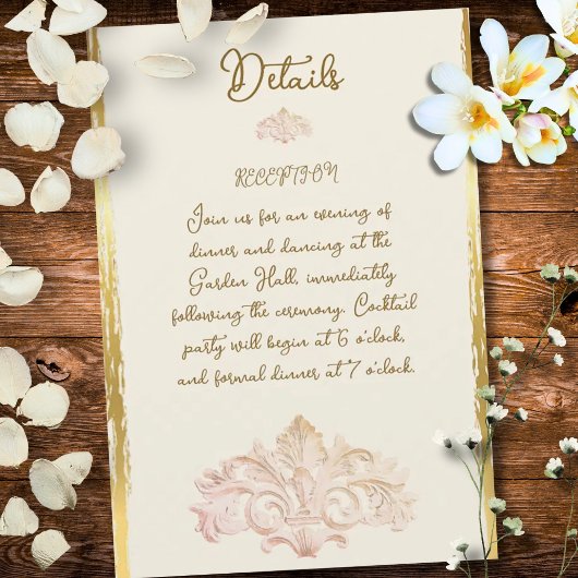 Blush Gold Baroque Vintage Elegance Wedding Begleitkarte