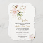 Blush Gold Bloral Monogram Baby Dusche Einladung (Vorne/Hinten)