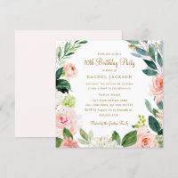 Blush Gold Blues am 70. Geburtstag Einladung