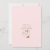 Blush Gold Blume Girl 1. Geburtstag & Taufe Einladung (Rückseite)