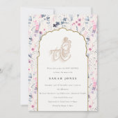 Blush Gold Blume Krishna Indian Baby Dusche Einladung (Vorderseite)