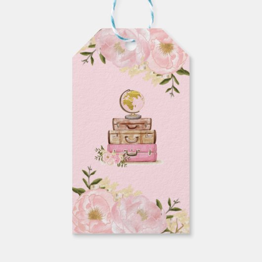 Blush Gold Blume Reise von Miss zu Mrs Gefallen Geschenkanhänger (Rückseite)