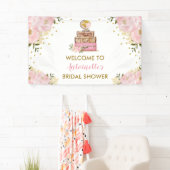 Blush Gold Blume Reisen Brautparty Willkommen Banner (Insitu)
