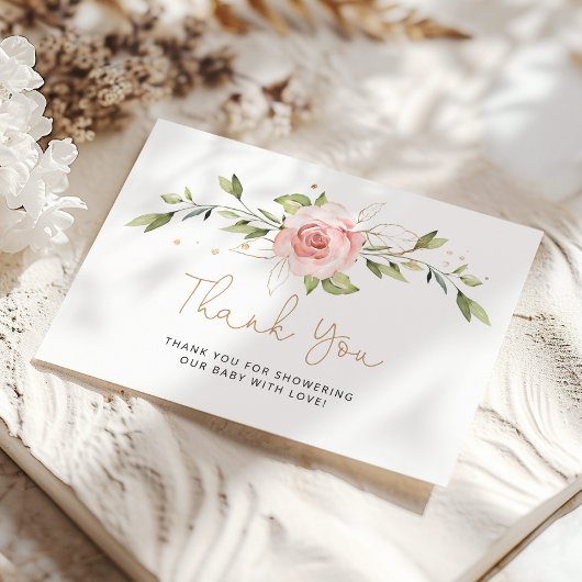Blush gold Blumenbaby Dusche Danke Karte