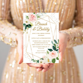 Blush Gold Blumenbrunch und Brautparty Einladung