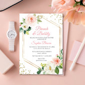 Blush Gold Blumenbrunch und Brautparty Einladung