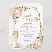 Blush Gold Blumenbrunch und Brautparty Einladung (Vorne/Hinten)