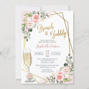 Blush Gold Blumenbrunch und Brautparty Einladung
