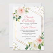 Blush Gold Blumenbrunch und Brautparty Einladung (Vorderseite)