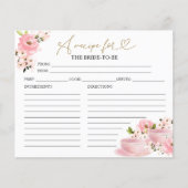 Blush Gold Blumenstrauß Tee Party Rezept Karte (Vorderseite)