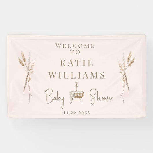 Blush & Gold Boho Baby Dusche Begrüßungszeichen Banner (Horizontal)