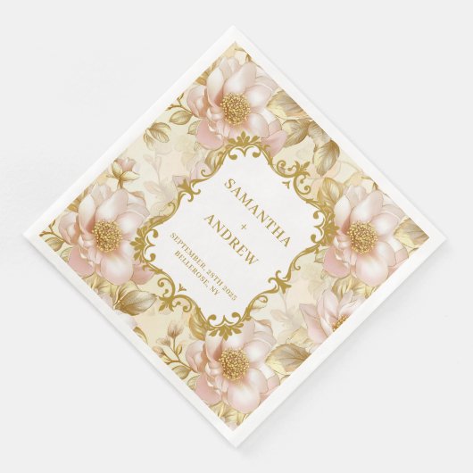 Blush Gold Boho Hochzeitspapier Napkins Serviette (Ecke)