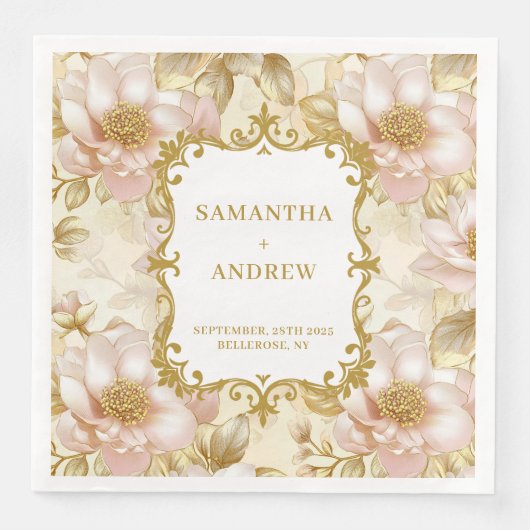 Blush Gold Boho Hochzeitspapier Napkins Serviette (Vorderseite)