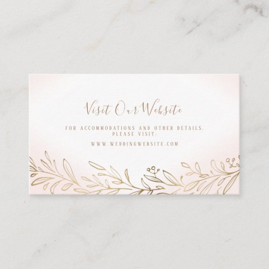 Blush gold botanische Hochzeitswebsite Beilage Kar Platzkarte (Vorderseite)