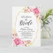 Blush & Gold Brautparty Tee Party Einladung (Stehend Vorderseite)