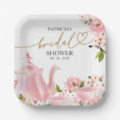 Blush Gold Brautparty Tee Party Pappteller (Vorderseite)