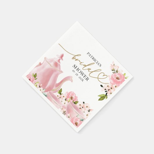 Blush Gold Brautparty Tee Party Serviette (Ecke)