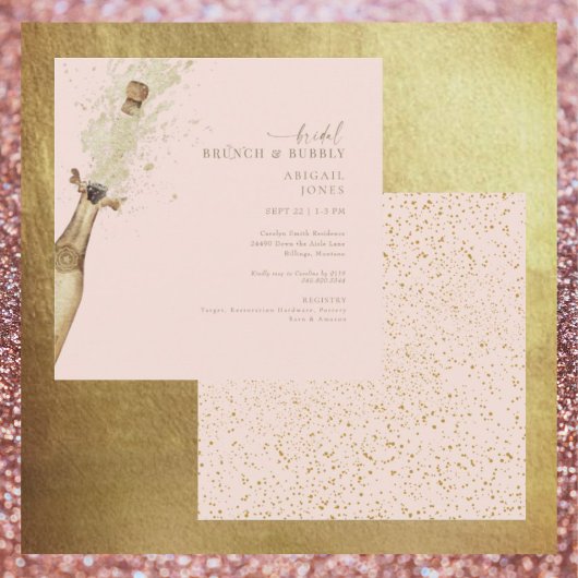 Blush & Gold Bridal Brunch & Bubbly Champagner Einladung