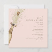 Blush & Gold Bridal Brunch & Bubbly Champagner Einladung (Vorderseite)
