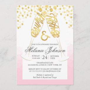 Blush Gold Bridal Brunch und Bubbly Einladung