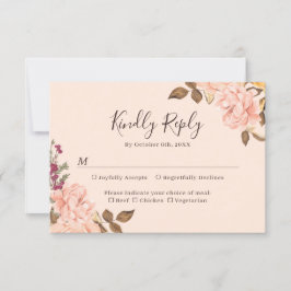 Blush Gold Brown Aquarell Hochzeit im Herbst RSVP Karte