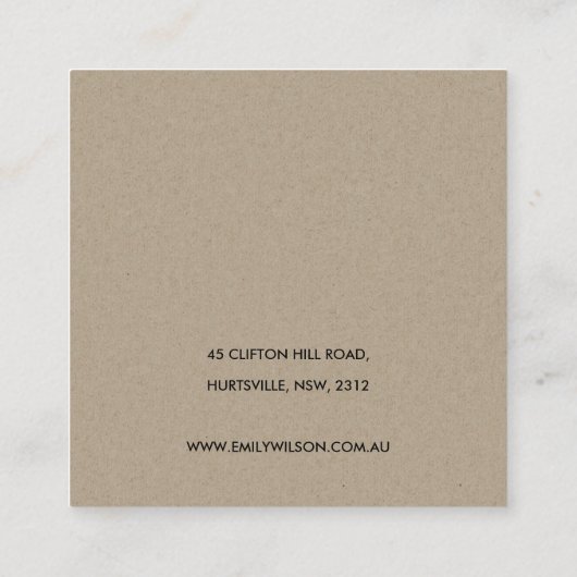 BLUSH GOLD BURGUNDY ROSE FLORAL EARRING ANZEIGE QUADRATISCHE VISITENKARTE (Rückseite)