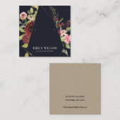 BLUSH GOLD BURGUNDY ROSE FLORALEREARRING DISPLAY QUADRATISCHE VISITENKARTE (Vorne/Hinten)