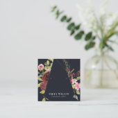 BLUSH GOLD BURGUNDY ROSE FLORALEREARRING DISPLAY QUADRATISCHE VISITENKARTE (Stehend Vorderseite)