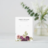 BLUSH GOLD BURGUNDY ROSE FLORALEREARRING DISPLAY VISITENKARTE (Stehend Vorderseite)