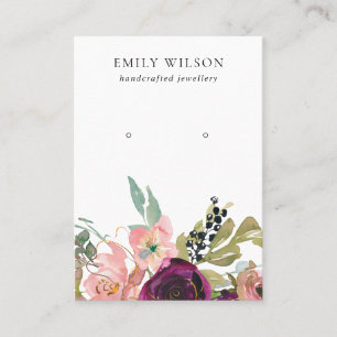 BLUSH GOLD BURGUNDY ROSE FLORALEREARRING DISPLAY VISITENKARTE
