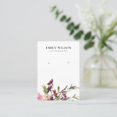 BLUSH GOLD BURGUNDY ROSE FLORALEREARRING DISPLAY VISITENKARTE (Stehend Vorderseite)