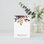 BLUSH GOLD BURGUNDY ROSE FLORALEREARRING DISPLAY VISITENKARTE (Stehend Vorderseite)
