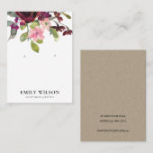BLUSH GOLD BURGUNDY ROSE FLORALEREARRING DISPLAY VISITENKARTE (Vorne/Hinten)