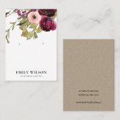 BLUSH GOLD BURGUNDY ROSE FLORALEREARRING DISPLAY VISITENKARTE (Vorne/Hinten)