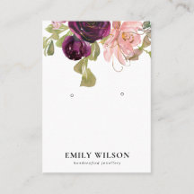 BLUSH GOLD BURGUNDY ROSE FLORALEREARRING DISPLAY