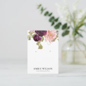 BLUSH GOLD BURGUNDY ROSE FLORALEREARRING DISPLAY VISITENKARTE (Stehend Vorderseite)
