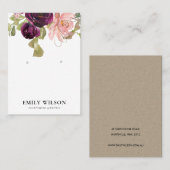 BLUSH GOLD BURGUNDY ROSE FLORALEREARRING DISPLAY VISITENKARTE (Vorne/Hinten)