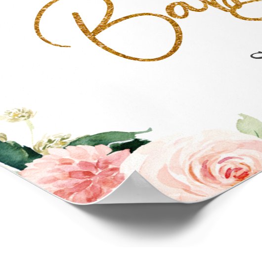 Blush Gold Butterfly Baby Dusche Begrüßungszeichen Poster (Ecke)