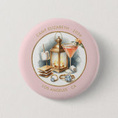Blush & Gold Camp Bridge Personalisiert Bacheloret Button (Vorderseite)