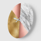 Blush Gold Carrara Marmor Grau Geometrie Glas Rosa Große Wanduhr (Winkel)