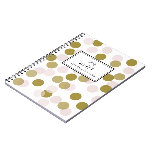 Blush & Gold Confetti Dots Muster Personalisiert Notizblock (Linke Seite)