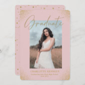 Blush Gold Confetti Foto Abschluss Ankündigung (Vorne/Hinten)